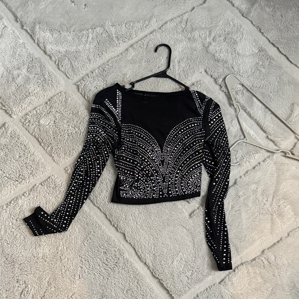Windsor Black and Silver Studded Crop Top